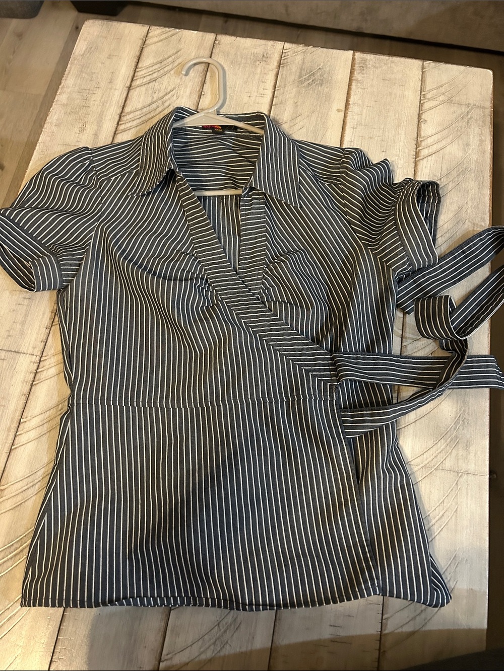 Rue21 Black and White Striped Wrap Blouse